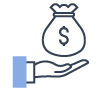 Icono de mano con moneda para Comercialización de Gas